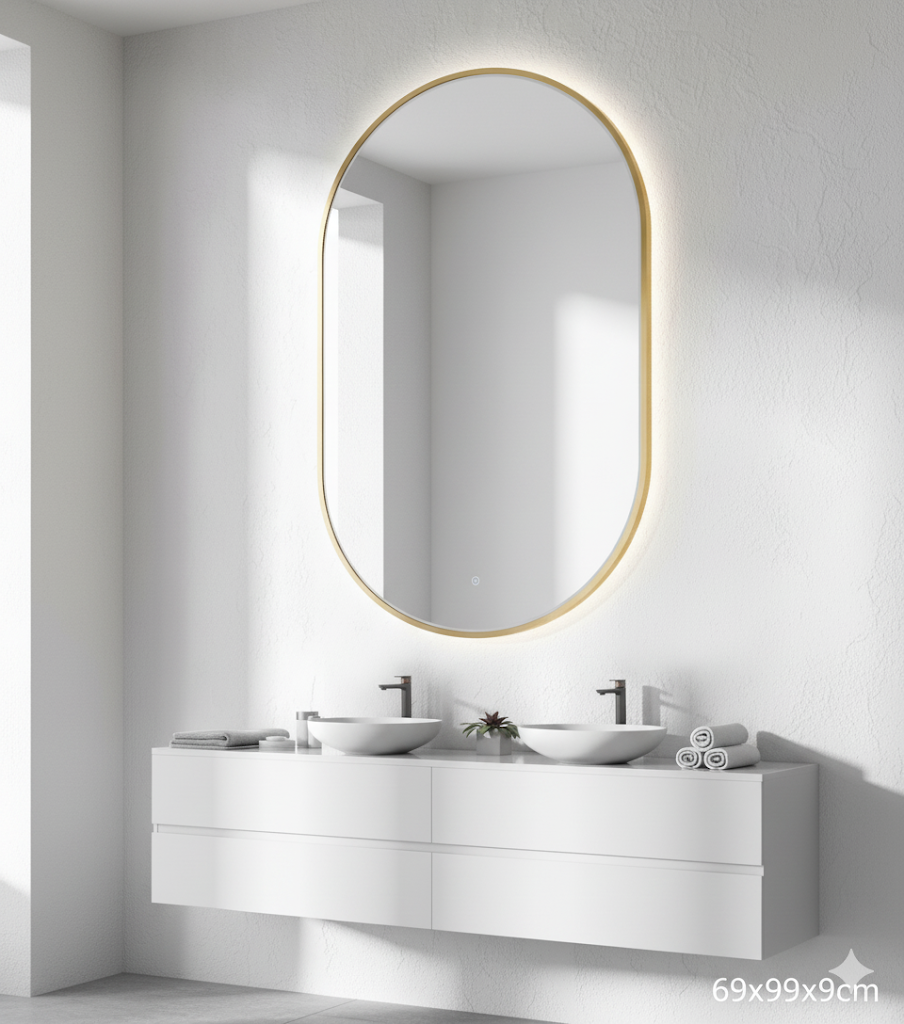 Aluminum Arch Mirror Gold Frame