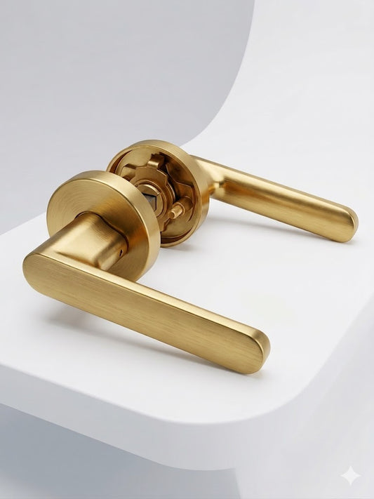 Slim Edge Passage Door Lock-Brushed Brass