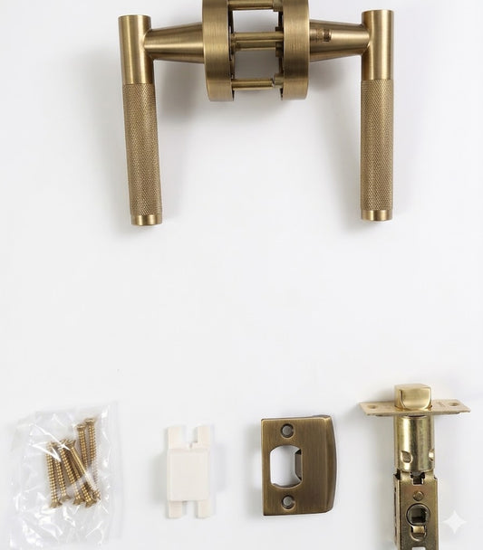 Round Reeded Privacy Door Lock-Brushed Brass