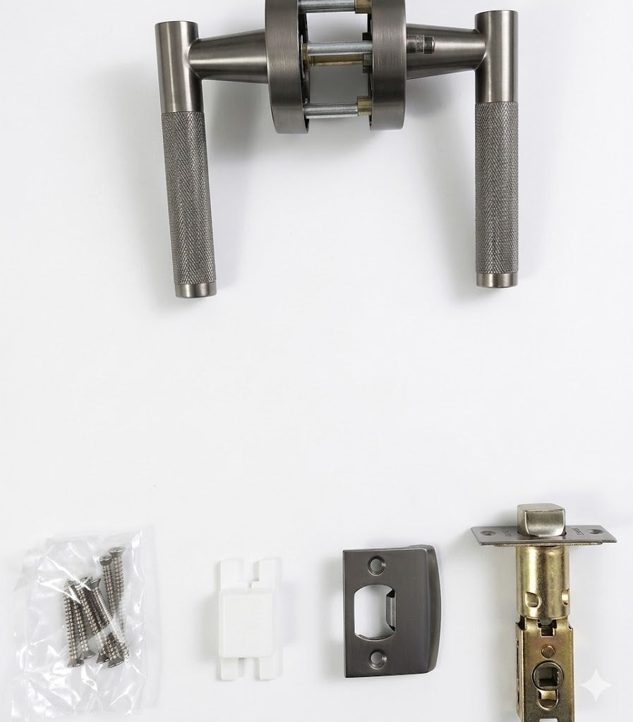 Round Reeded Privacy Door Lock-Gun Metal