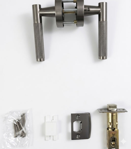Round Reeded Privacy Door Lock-Gun Metal