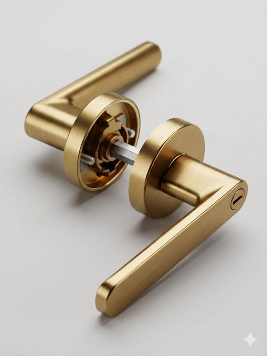 Slim Edge Entrance Door Lock-Brushed Brass