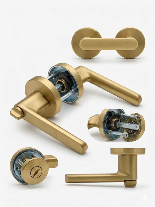 Slim Edge Privacy Door Lock-Brushed Brass